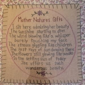 Mother Nature Framed Needlepoint Size 14 1/2" X 14 1/2"
